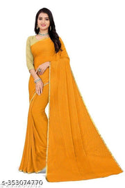 Najmin Chiffon Saree Dewdrop Foil Print & Brocket Blouse