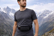MOUNTER Vegan Leather Water Resistant Waist Bag for Men & Women | Chest Sling & Running Bag | Lightweight Crossbody Travel Fanny Pack for Gym, Jogging, Cycling & Daily Use (Black)