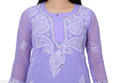 Lakhnavi chikankari kurti miror work with free inner