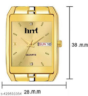 HRRT 9151 Stylish Gold Date & Day Display Analog Watch for Men & Boys | Premium Chain Watch | Party & Daily Wear