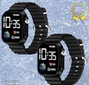 Square Dial Digital Watches Combo for Boys LED Lights Watch Kids Children Pack of 2