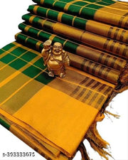 VJ FASHION Self design Cotton Woven Kanjivaram Banarasi Pure Silk Saree