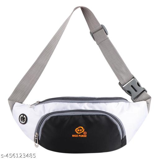 Nice Purse Stylish Crossbody Travel Bags Fanny Pack |Waist Pouch(WB-007-Black-White) Waist bag With adjustable strap pack of-1