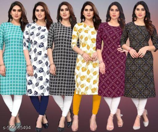 Women Printed Crepe Kurti (Combo Of 5)