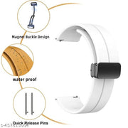 22mm Silicone Band & 22 mm Brown Leather Compatible With Quick Release Straps white magnet & brown leather