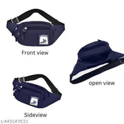 Flikker: Latest Polyester Kamar Pouch Men's Waist Bag | Women Casual Fanny Pack Chest Bag || Stylish Crossbody Bag Boys || Unisex One Side Fanny Pack for Hiking Travel Camping Running Sports (Black, Pack of: 1)