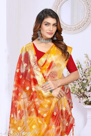 NEW FANCY ORGANZA SAREE  MULTY COLOUR SAREE