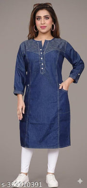Denim kurti embroidery