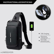 STARFUN - Waterproof Polyester Crossbody Sling Bag, Anti Theft Chest Backpack for Men & Women, College Bag, Shoulder Travel Bagpack for Outdoor Work, Hiking (BLACK)