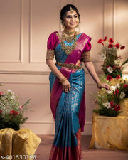 Floral Print Kanjivaram Art Silk Saree
