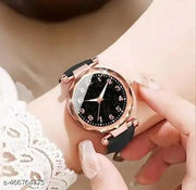 Trendy Girl's Watch Luxurious Looking Black Dial Leather Belt Girl and Women Watch Analog Watch - for Women Cute Casual Women's Watch Ladies Watch Watch for Daily Life New Collection Women's Watch Shiny Fashion Women Watch