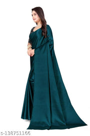 Satin Silk Teal sequinned Saree With blouse