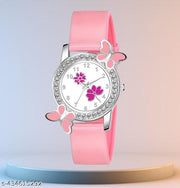 Dimond Studded Flower Design Dial PU Strap Analog Girl's and Women's PINK Watch(PACK OF 1)