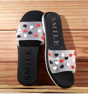 Latest heart print Black slippers