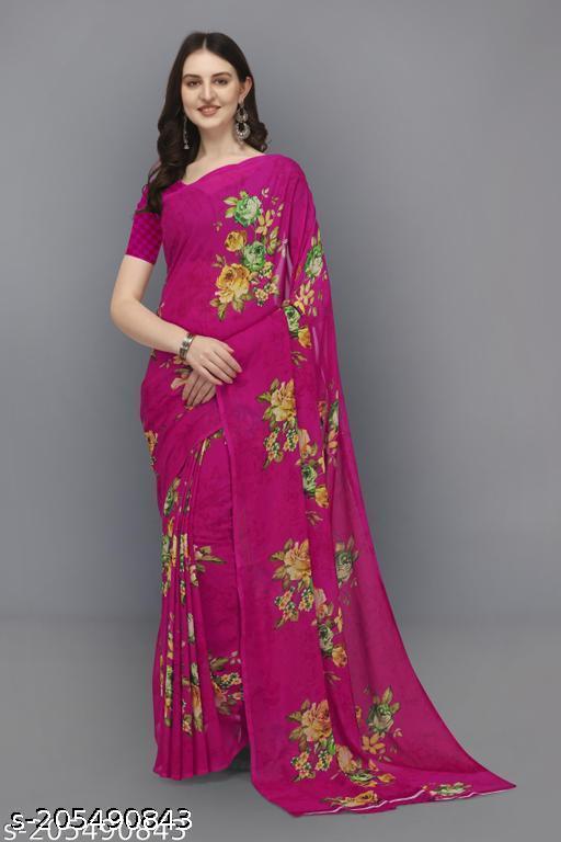 Priykar Daily Wear Georgette Saree with Unstitched Blouse Piece