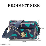 MOMISY Women Mobile Messenger cellphone Bag Ladies Nylon Shoulder Cross Body Long Strap for College, Outing, Travelling, Work (Medium, BlueLetter)