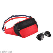 ZnW 3 Zipper Hiking Traveler Sports Waist Pouch Cycling Walking Running Chest Bag Waist bag( Red/Black)