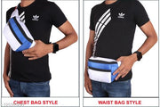 ZnW 3 Zipper Hiking Traveler Sports Waist Pouch Cycling Walking Running Chest Bag Waist bag( Royal Blue/White)