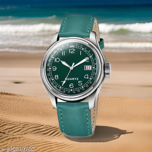 Dual Time Date Display Radium Dial Magnetic Belt Analog Watch,ONIR Premium Quality Quartz Analog Watch for Men, Glass Date Display Dial,