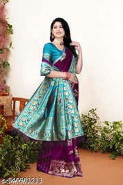 Cotton Silk Jacquard Saree with Unstitched Blouse