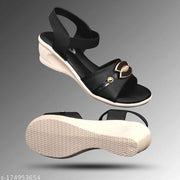 women footwear heels : ladies heel sandals : casual heel sandals : black solid heels : formal heel sandals : casual wedge heels