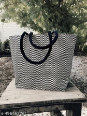 Stylish Black Zigzag Tote Bag – Chik & Functional