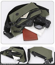 Men’s PU Leather Crossbody Sling Bag with Large Capacity, Adjustable Belt & Zipper Closure for Daily Use, Hiking & Outdoor Activities