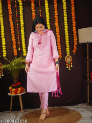 embroidered cotton kurti pant dupatta set||embroidered cotton kurta pant dupatta set||women kurti set||cotton kurti pant set||festive wear kurti set
