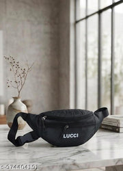 Men’s Waist Bag with Waterproof Pocket & RFID Protection | Lightweight and Adjustable Fanny Pack Belt Pouch for Hiking, Travel & Outdoor Sports (Black)