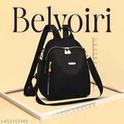 New Classic Nylon Black Solid Multi Pocket Edition Backpack for Women/Girls- College Travel Casual Use