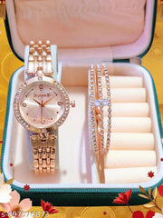 Classy New Arrival Stylish Attractive Ethnic Rose Gold Bracelet Look Analog Watch for Girls & women watch