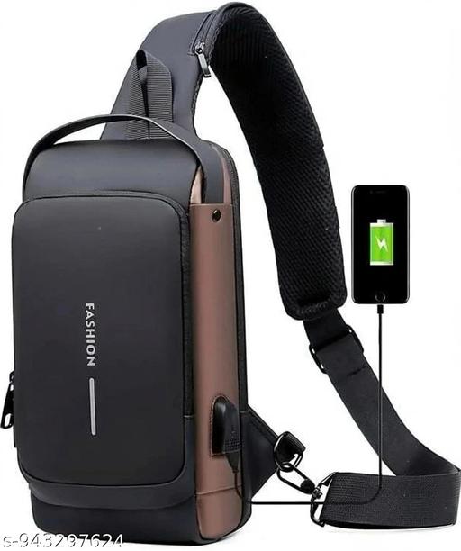 Sling Bag For Man Women TEKCOOL Waterproof Slim Unisex Crossbody Sling Bag with USB Charging Port Chest Backpack Men's Shoulder Bag,Travel Handbag, Hard Shell Anti-Theft Bag