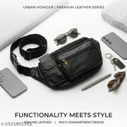 Stylish Premium leather Black Waist Bag  / Stylish Travel/ For man & women /Gift for Family / Love