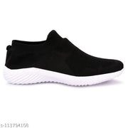 Fancy Black Synthetic Sports Shoes For Men