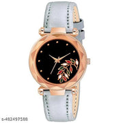 Antique-Inspired Leather Strap Analog Watch for Girls and Women (White)