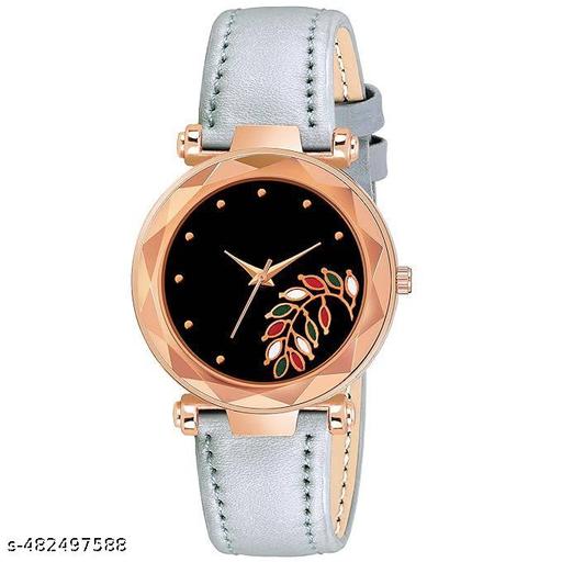 Antique-Inspired Leather Strap Analog Watch for Girls and Women (White)