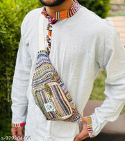 Hemp Waist Bag for Men & Women | Random colour |Adjustable Strap Travel Fanny Pack | Boho Hippie Crossbody Pouch