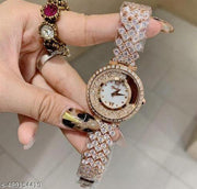 La-Fanco Luxury High Shine Waterproof Diamond Chain Analog Watch For Girls
