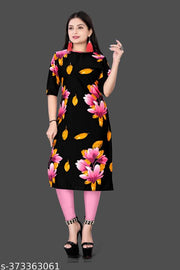 Polyster/Crepe fabric-Women Crepe Fabric Printed Straight Kurti, Size -S, M, L, XL, XXL, 2XL, XXXL, 3XL, 4XL, 5XL,6XL,7XL,8XL,9XL,10XL ( New Arrival New Design Fashionable Kurti )