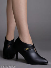 Shoetopia Pointed Toe Black Pumps For Women & Girls