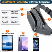 Waist Bag fanny pack bum bag travel passport holder chest bag phone mney holder Waist Bag fanny pack bum bag travel passport holder chest bag phone mone holder (grey)