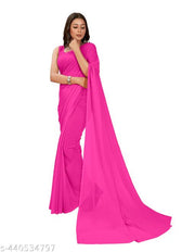 Festive wear Plain Solid  georgette saree with blouse piece