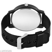 NEW ARRIVAL BLACK KING BRACELET WITH BLACK DIAL AND MESH STRAP SPORTY LOOK ANALOG WITH QUARTZ WATCH