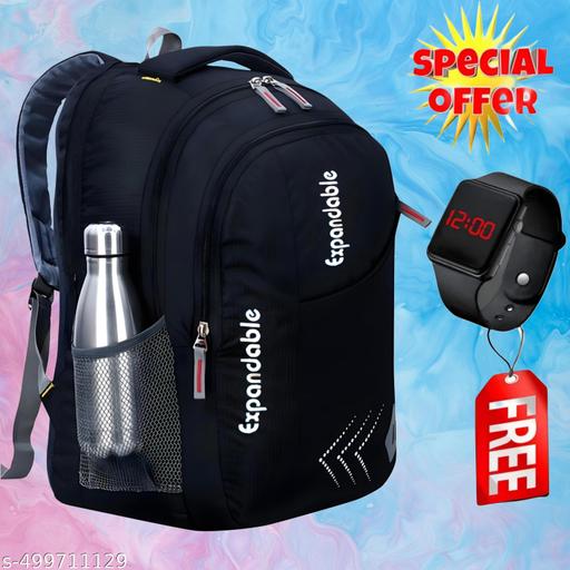 Stylish 35L Waterproof Laptop Backpack for Men & Women - Office, School, college, with free LED watch