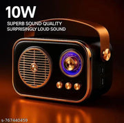H&T Vintage Style Portable Bluetooth Speaker Black Gold – Retro Look with LED Glow, Bluetooth/AUX/USB/TF Support, Perfect Gift for Music Lovers