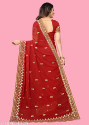 DISHA FASHION DURGA PUJA GEORGETTE BHALO MIRROR WEDDING,PARTY,FESTIVAL WEAR BOLLYWOOD SAREE.