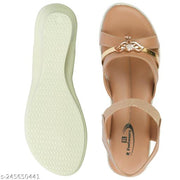 Casual Beige Heel Sandals for Women: Wedge Sandals,  Heel Sandals, High Heels, Flip Flops & Slipers