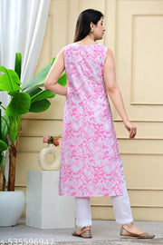 Women's Sleeveless Floral Print Kurti,Designer Kurti,Traditional Kurti,Festive Kurti,Summer Kurti,Floral Print Kurti,Women's Kurti,Ethnic Kurti,Printed Kurti,Casual Kurti,