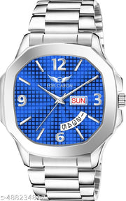 LOIS CARON LCS 8313  Square Day and Date Functioning Stainless Steel Strap New Quartz Analog Watch - For Men