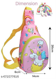 SPOCCO | UNICORN Kids Chest Bag Cartoon Print Bag for Kids One Side Shoulder Bag, Cross Body Bag for Kids, Travel Chest Bag, Sling Bag, Crossbody Chest Sling Bag, Gift for Boys Girls, crossbody bag perfect for travel, picnics, or playdates.